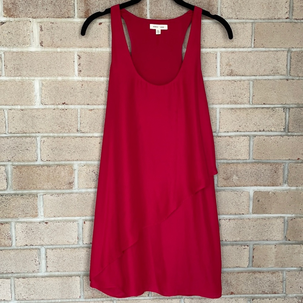 UO Red Tiered Chiffon Shift Dress